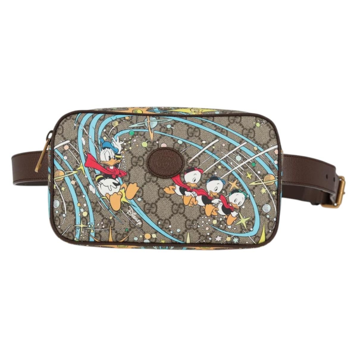 Gucci Disney Donald Duck Belt Bag Printed Gg Coated Canvas Beige Pvc Shoulder Bag Bag ( )