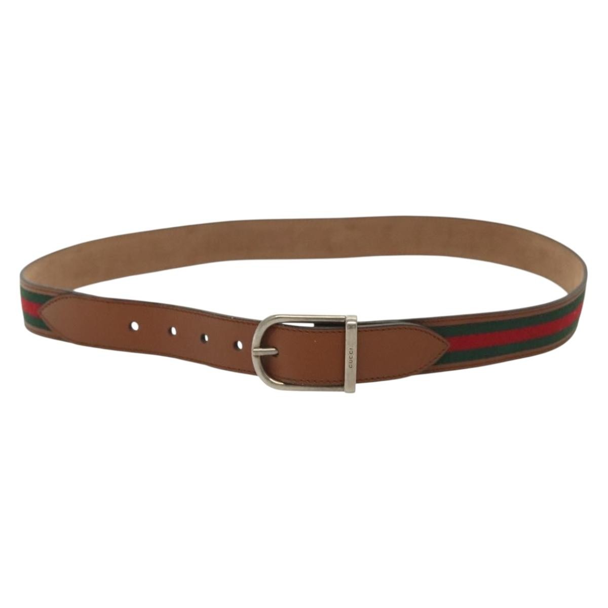 Gucci Sherry Line Belt Leather Brown Leather Belts Accessory ( )