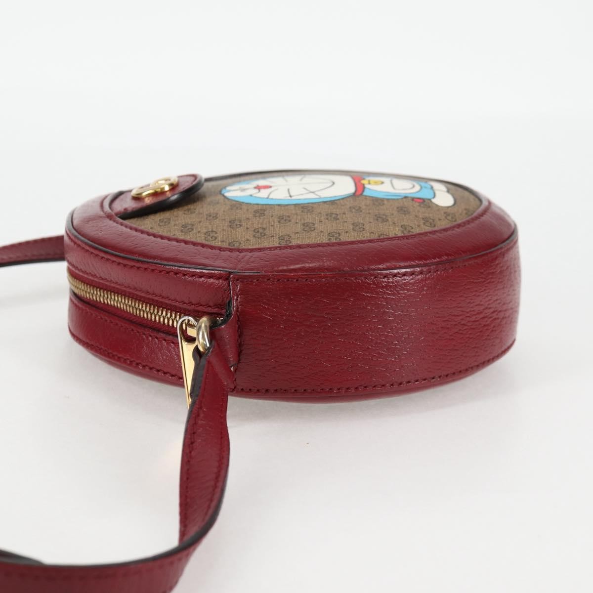 Gucci Doraemon Round Shoulder Bag Printed Mini Gg Coated Canvas Beige Pvc Bag ( )