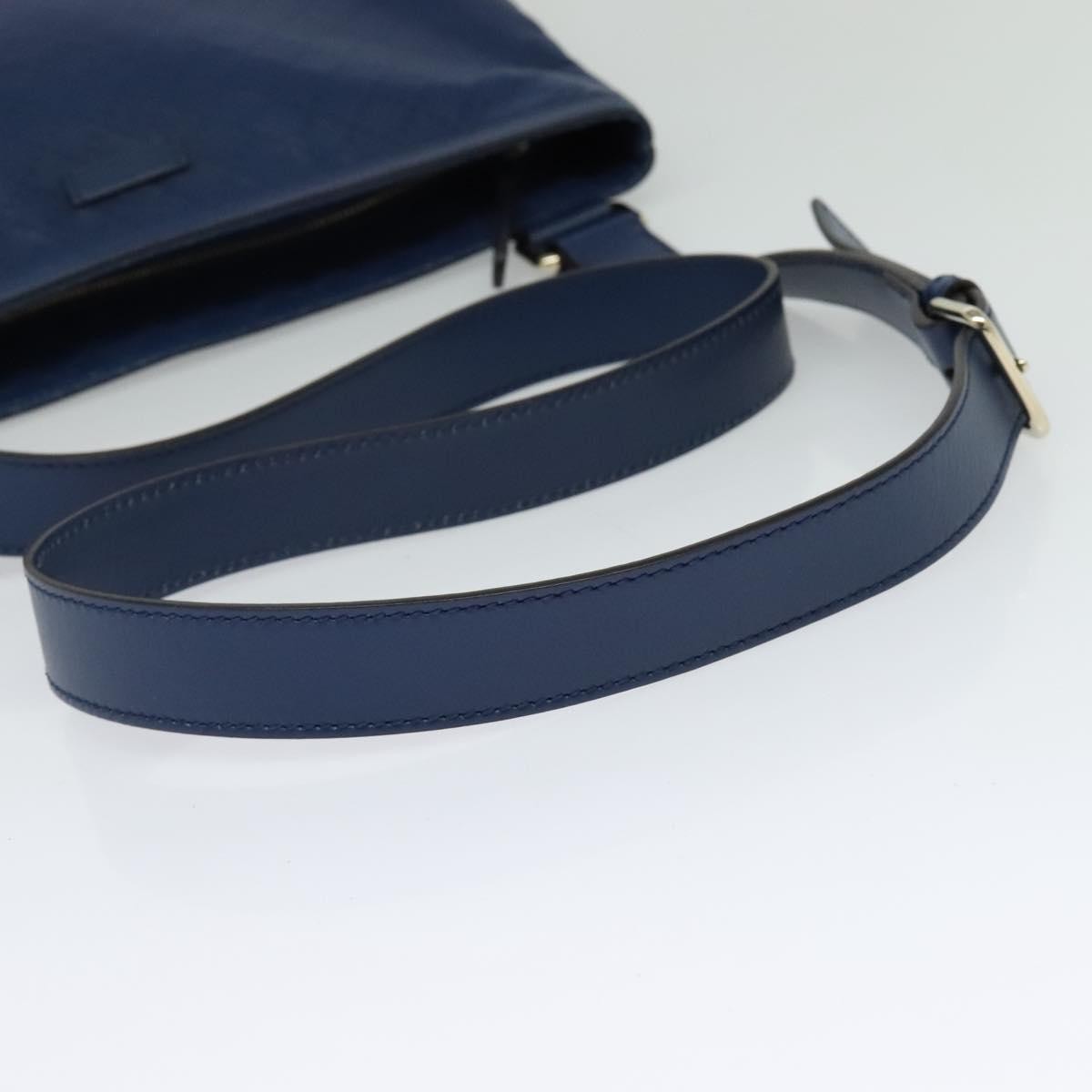 Gucci Zip Top Messenger Bag Diamante Leather Blue Leather Shoulder Bag Bag ( )