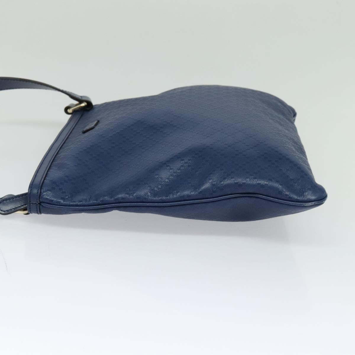 Gucci Zip Top Messenger Bag Diamante Leather Blue Leather Shoulder Bag Bag ( )
