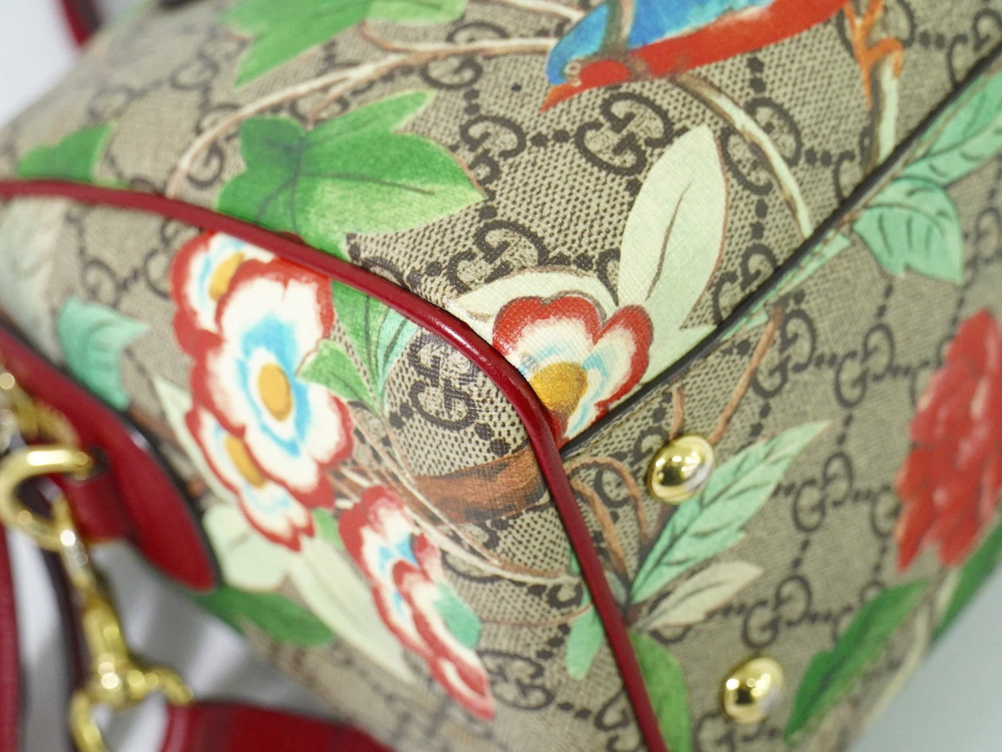 Gucci Convertible Boston Bag Tian Print Gg Coated Canvas Multicolour Canvas Handbag ( )