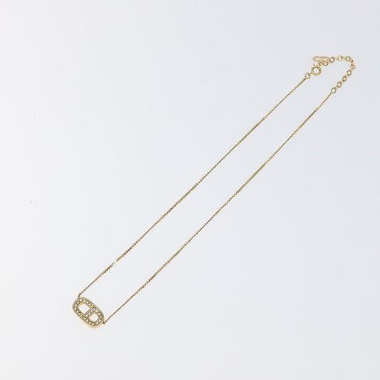 Christian Dior Cd Pendant Necklace Metal And Crystals Gold Metal Jewelry ()