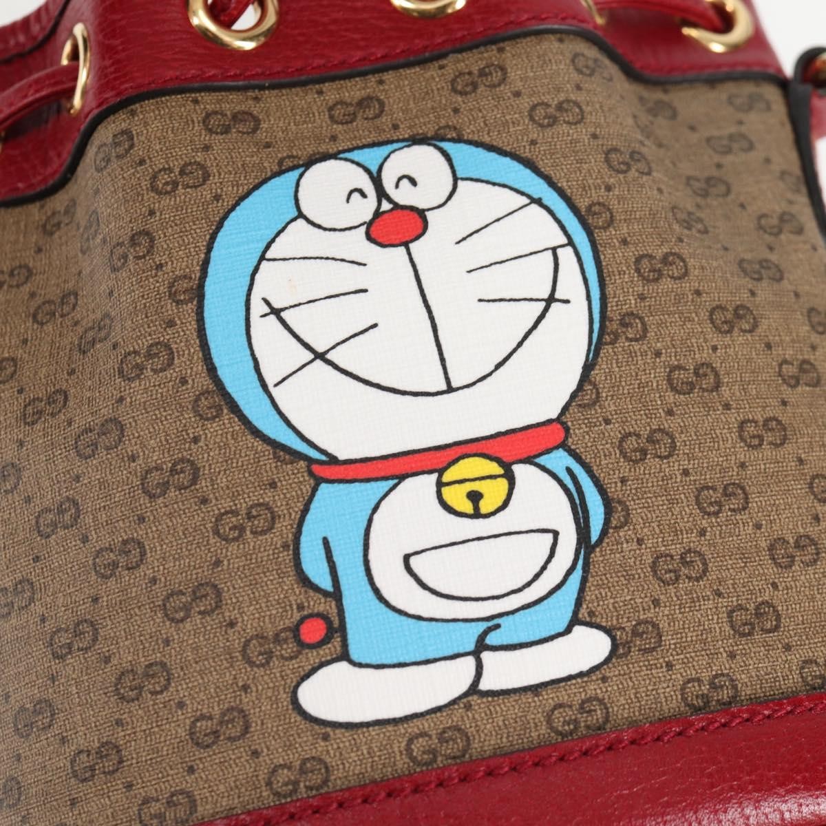 Gucci Doraemon Bucket Bag Printed Mini Gg Coated Canvas Beige Pvc Bag ( )