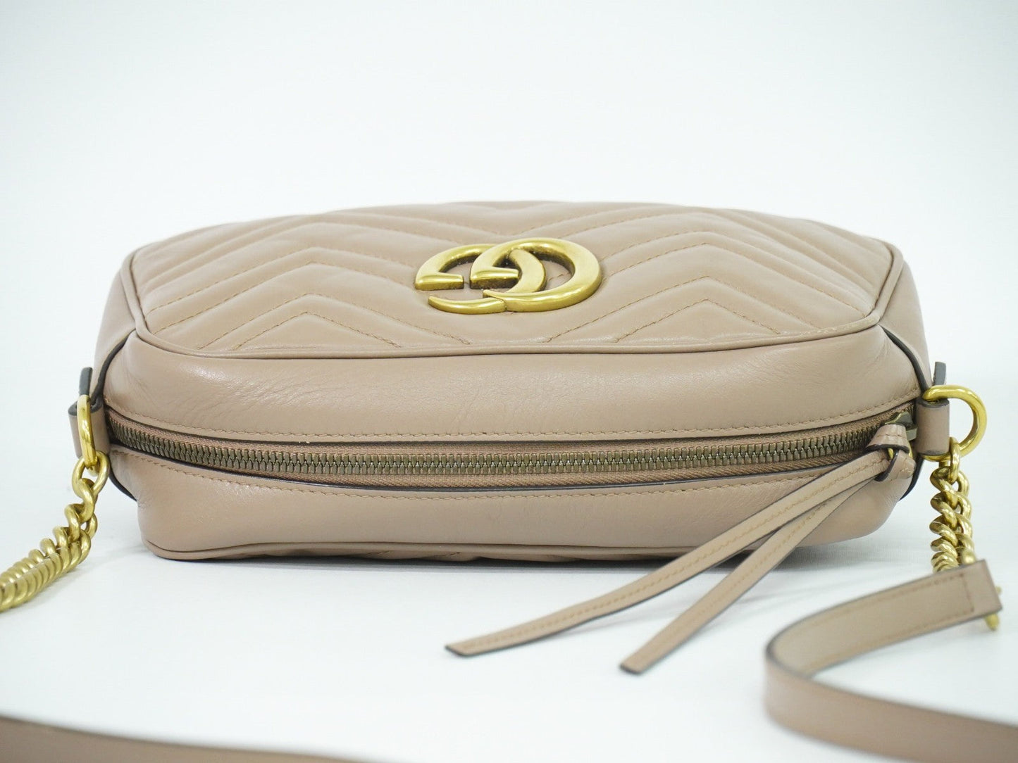 Gucci Gg Marmont Shoulder Bag Matelasse Leather Beige Leather Shoulder Bag Bag ( )
