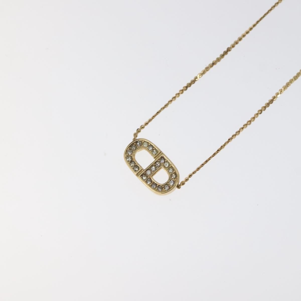 Christian Dior Cd Pendant Necklace Metal And Crystals Gold Metal Jewelry ()