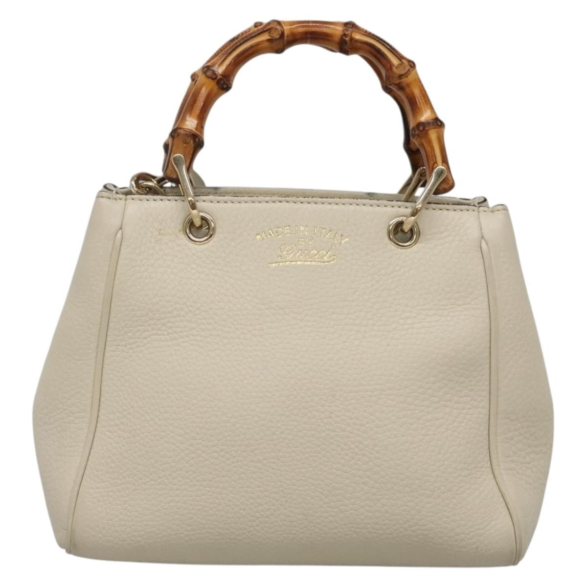 Gucci Bamboo Shopper Bag Leather White Leather Bag ( )