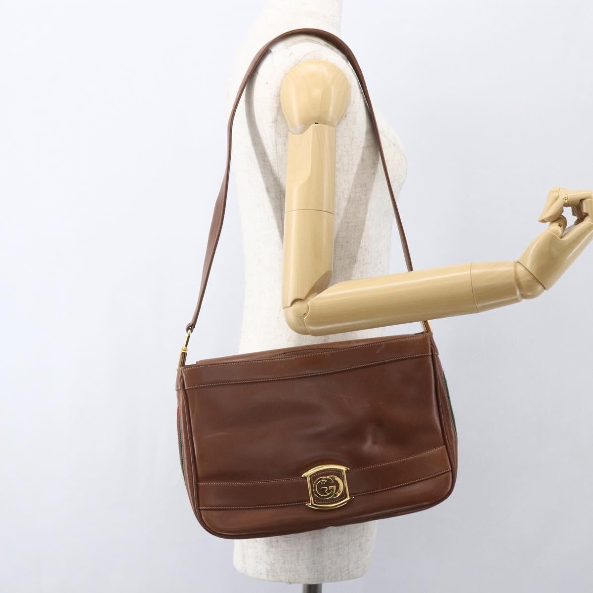 Gucci Sherry Line Shoulder Bag Leather Brown Leather Shoulder Bag Bag ( )