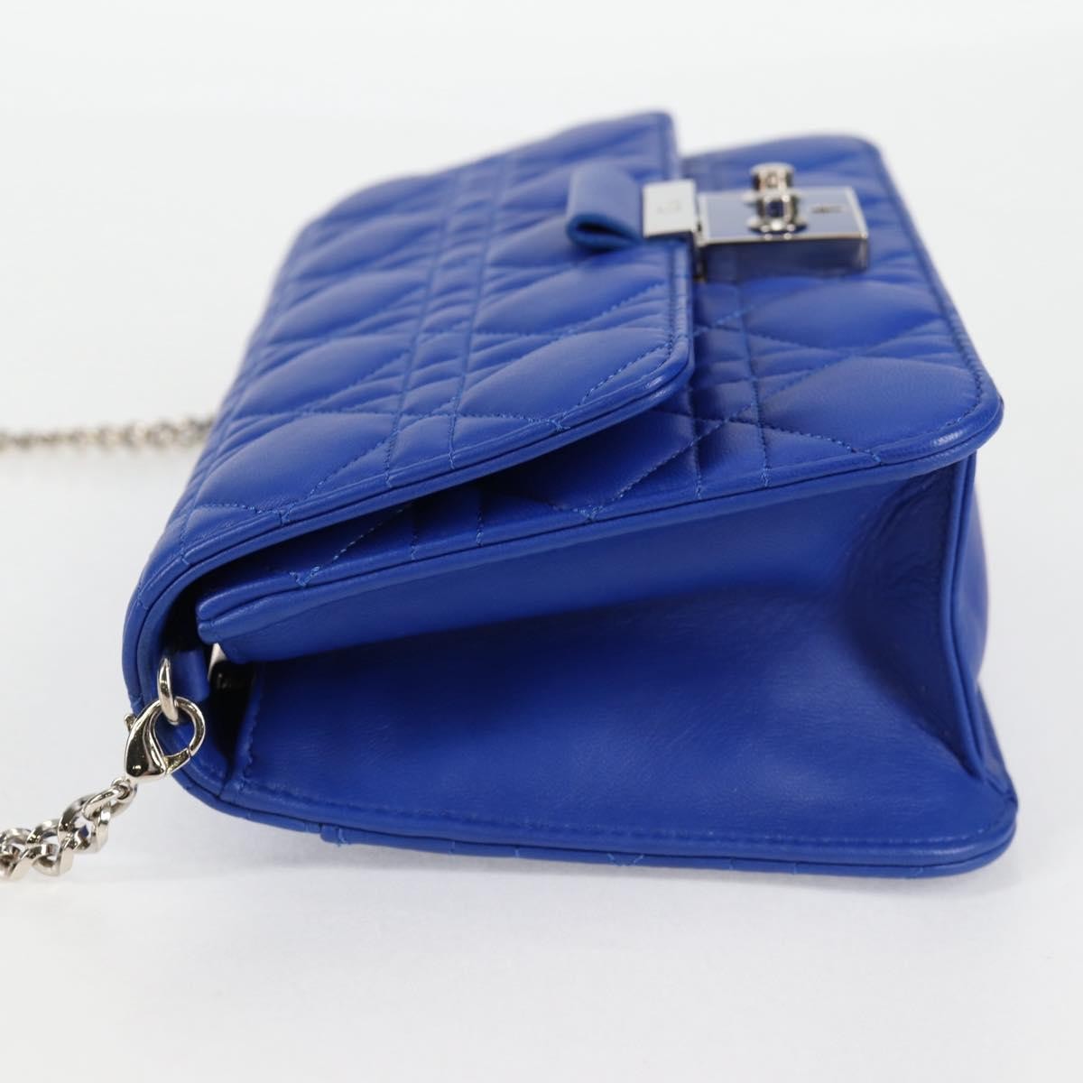 Christian Dior Miss Dior Promenade Pouch Cannage Quilt Lambskin Blue Leather Shoulder Bag Bag ()