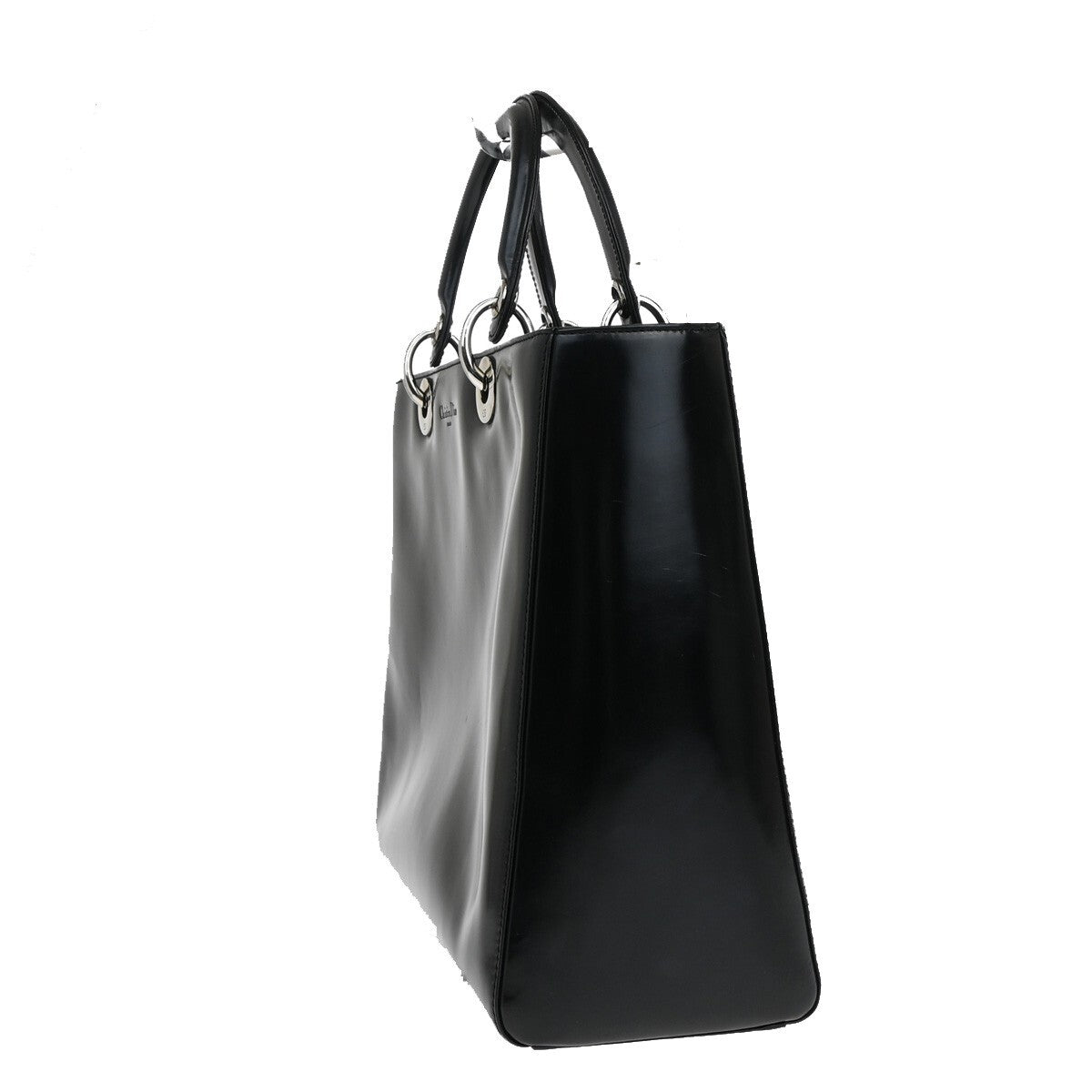 Christian Dior   Lady Dior Patent Noir Cuir Vernis Black Patent_Leather Bag ()