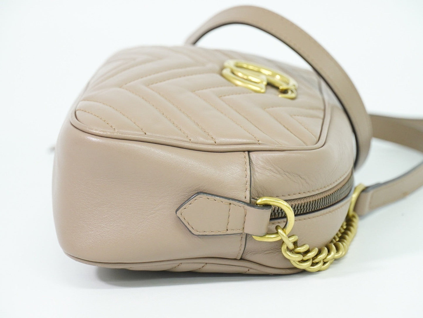 Gucci Gg Marmont Shoulder Bag Matelasse Leather Beige Leather Shoulder Bag Bag ( )
