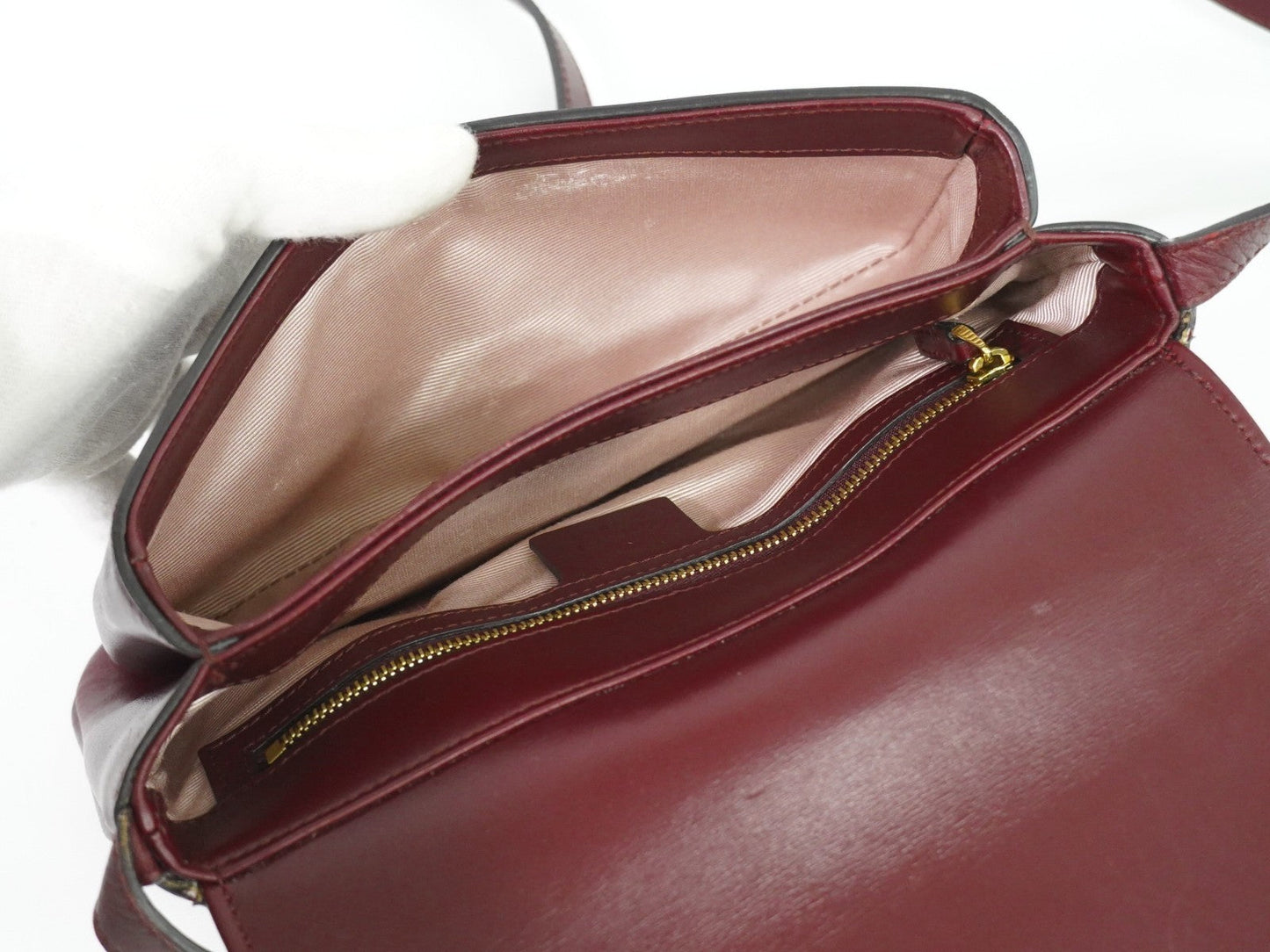 Gucci Arli Shoulder Bag Leather Burgundy Leather Bag ( )