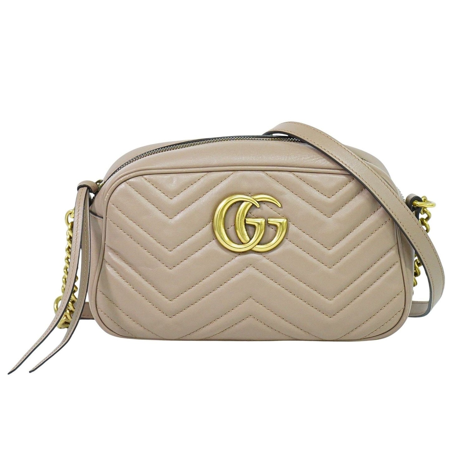 Gucci Gg Marmont Shoulder Bag Matelasse Leather Beige Leather Shoulder Bag Bag ( )