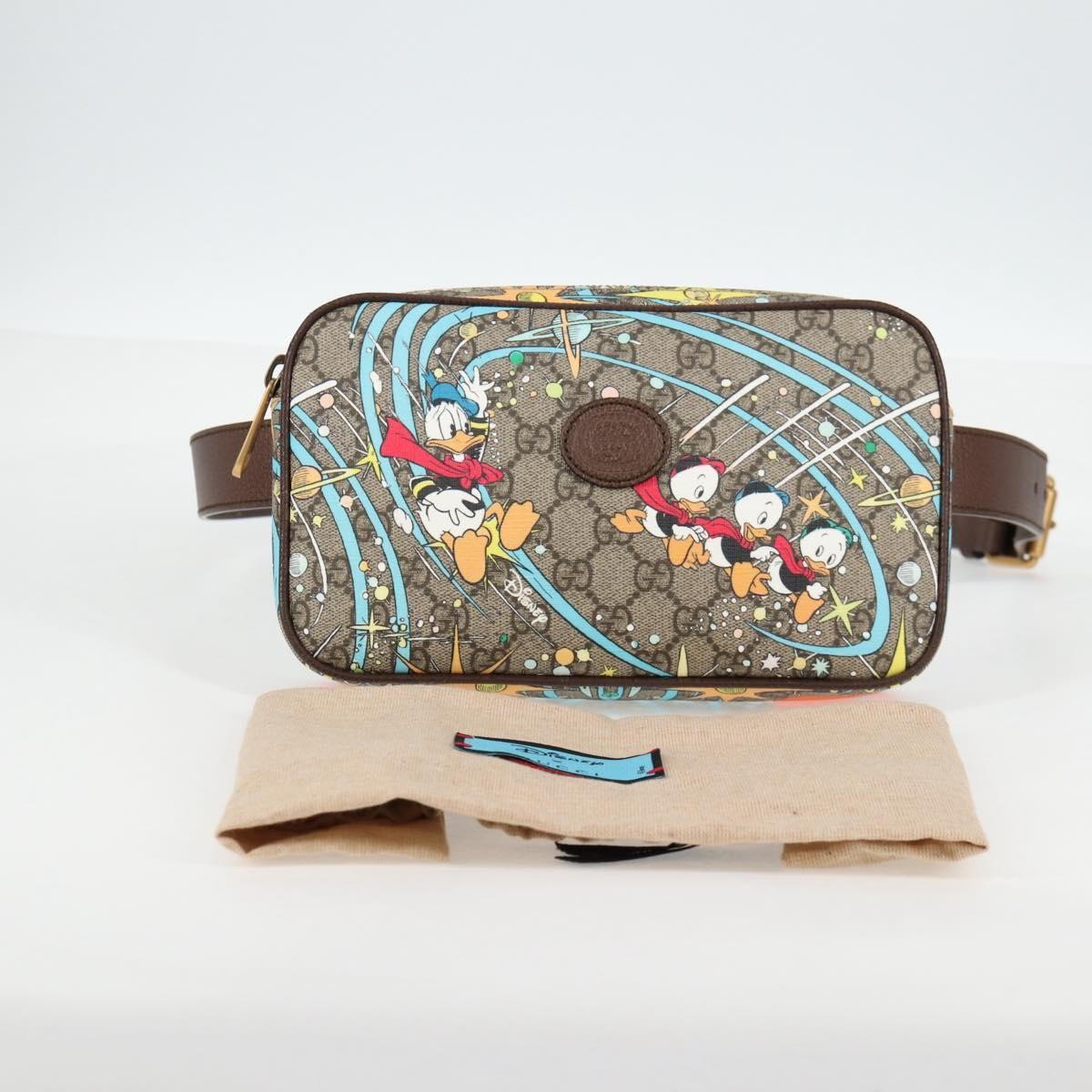 Gucci Disney Donald Duck Belt Bag Printed Gg Coated Canvas Beige Pvc Shoulder Bag Bag ( )
