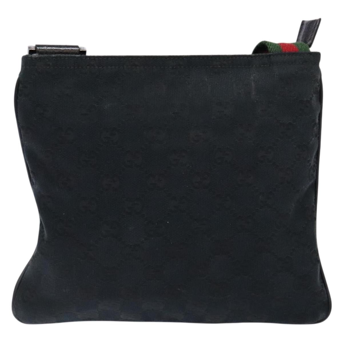Gucci Web Strap Zip Messenger Bag Gg Canvas Black Canvas Shoulder Bag Bag ( )