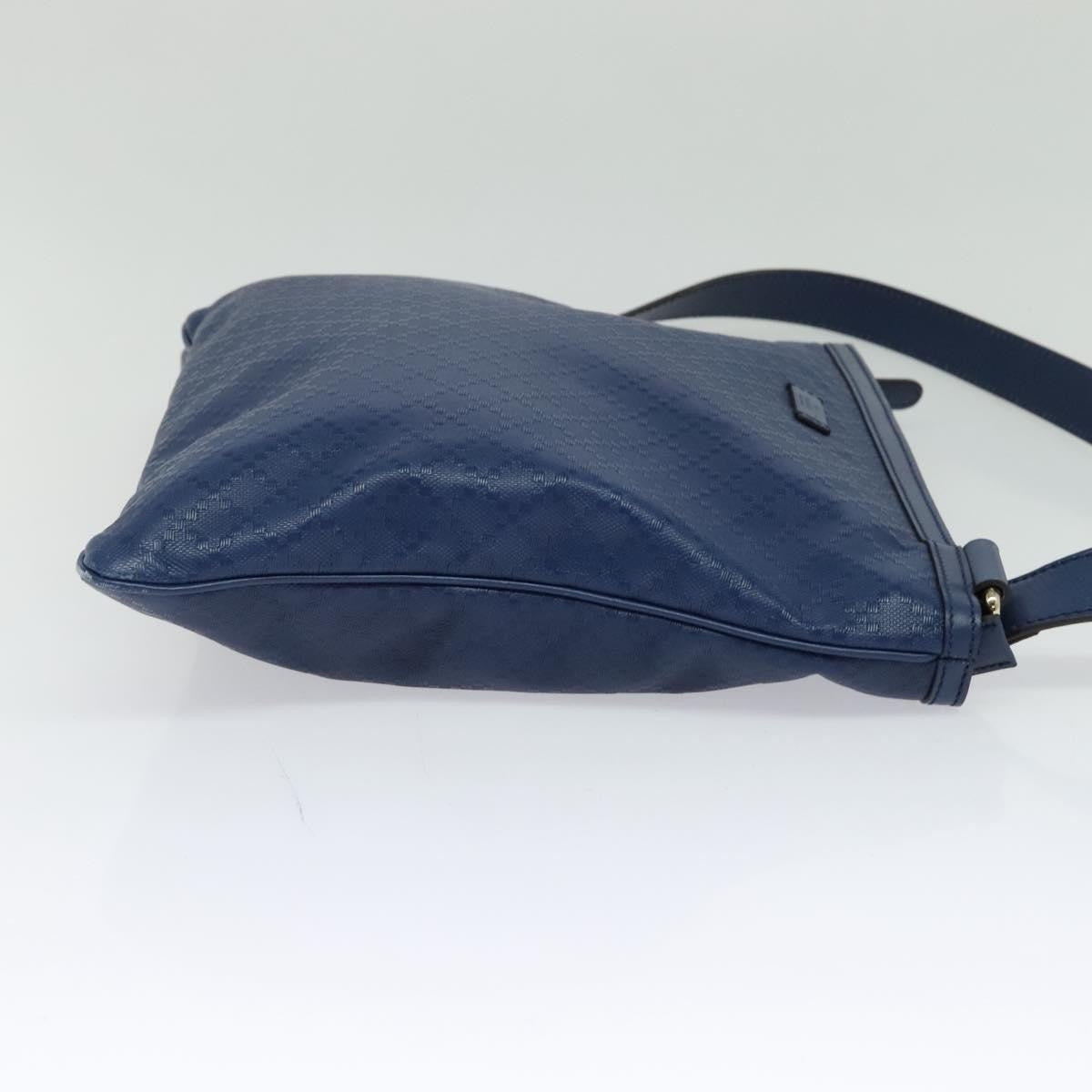 Gucci Zip Top Messenger Bag Diamante Leather Blue Leather Shoulder Bag Bag ( )