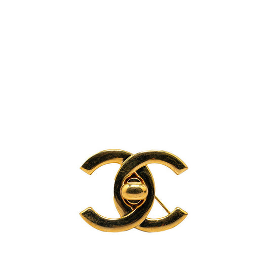 Chanel Gold-Plated Coco Mark Turnlock Brooch 96P