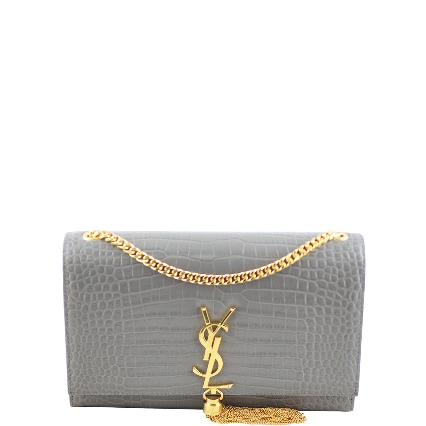 Saint Laurent Kate Medium Tassel Satchel Crocodile Embossed
