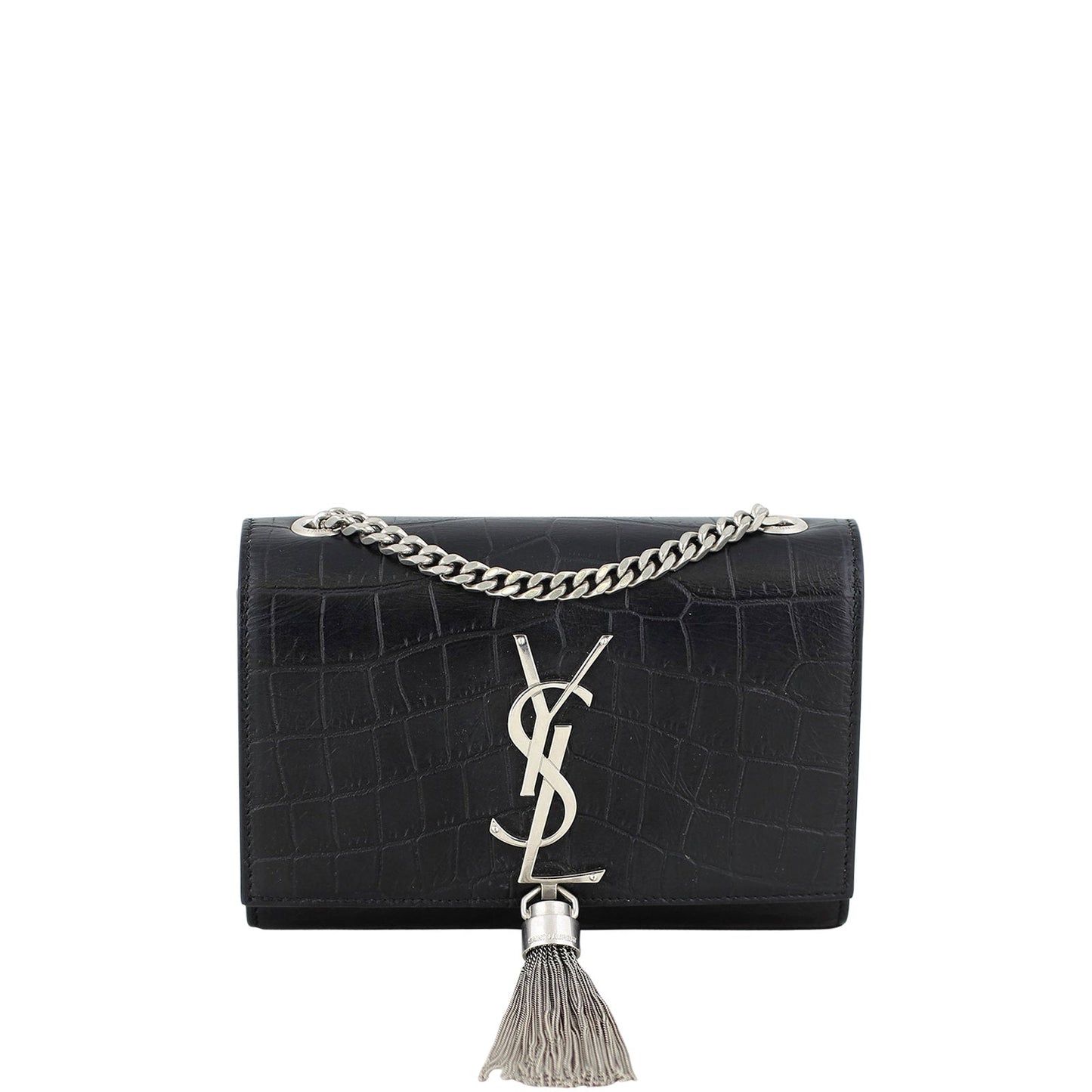 Saint Lauren Kate Tassel Satchel Crocodile Embossed Small