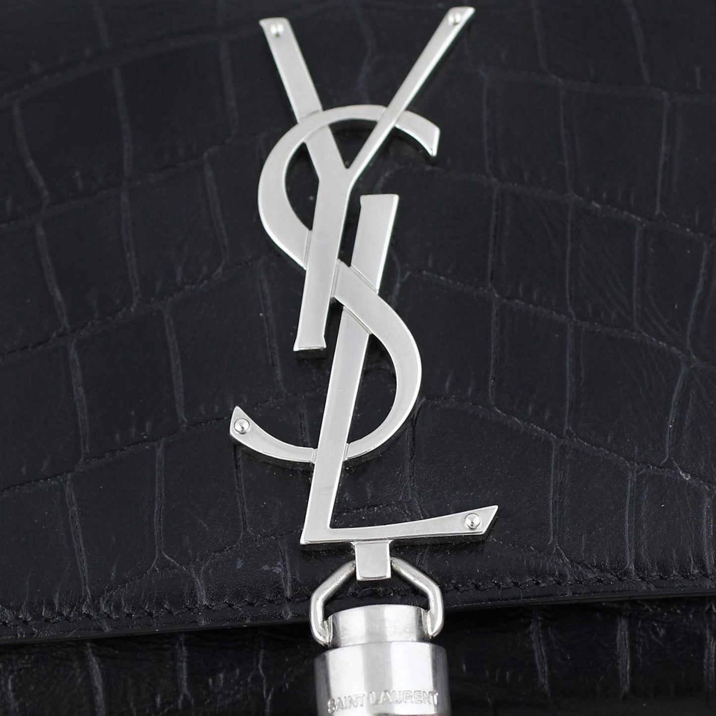 Saint Lauren Kate Tassel Satchel Crocodile Embossed Small