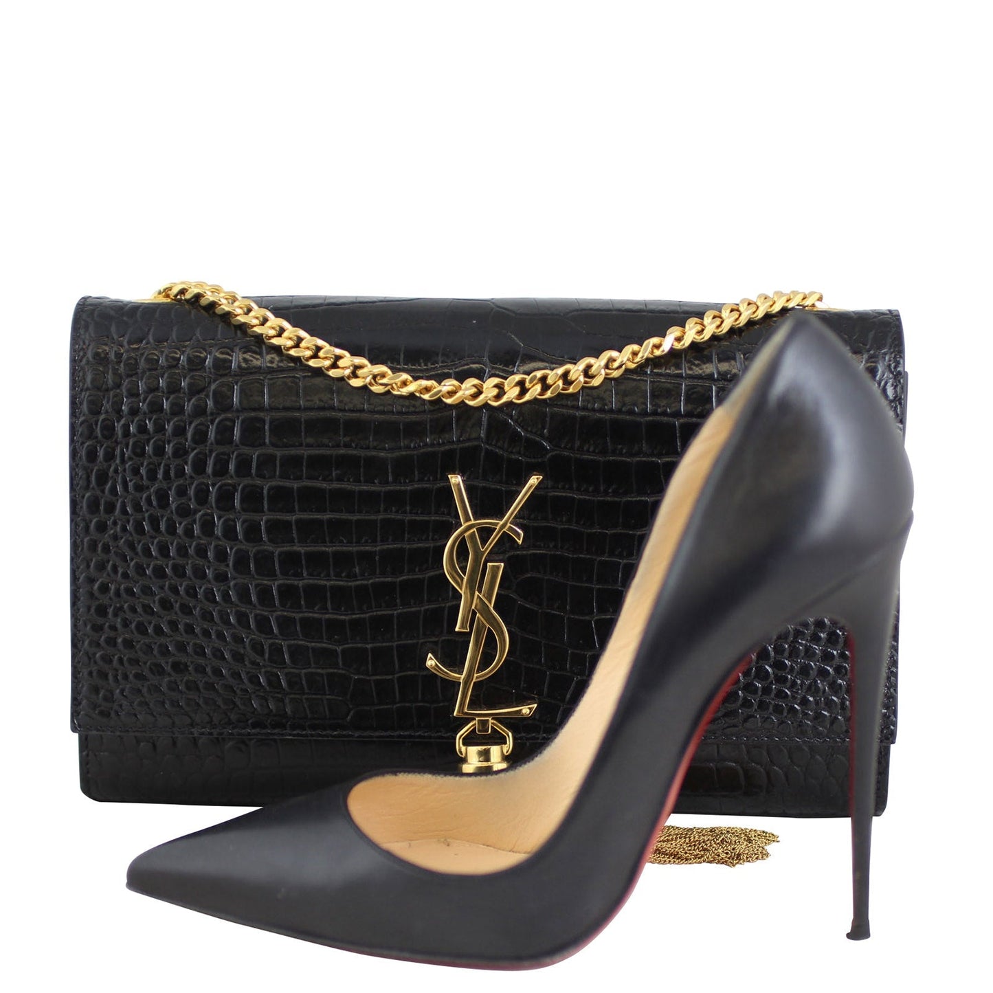 Saint Laurent Kate Medium Tassel Satchel Crocodile Embossed