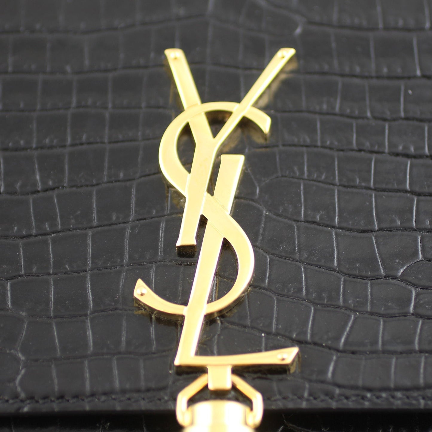 Saint Laurent Kate Medium Tassel Satchel Crocodile Embossed
