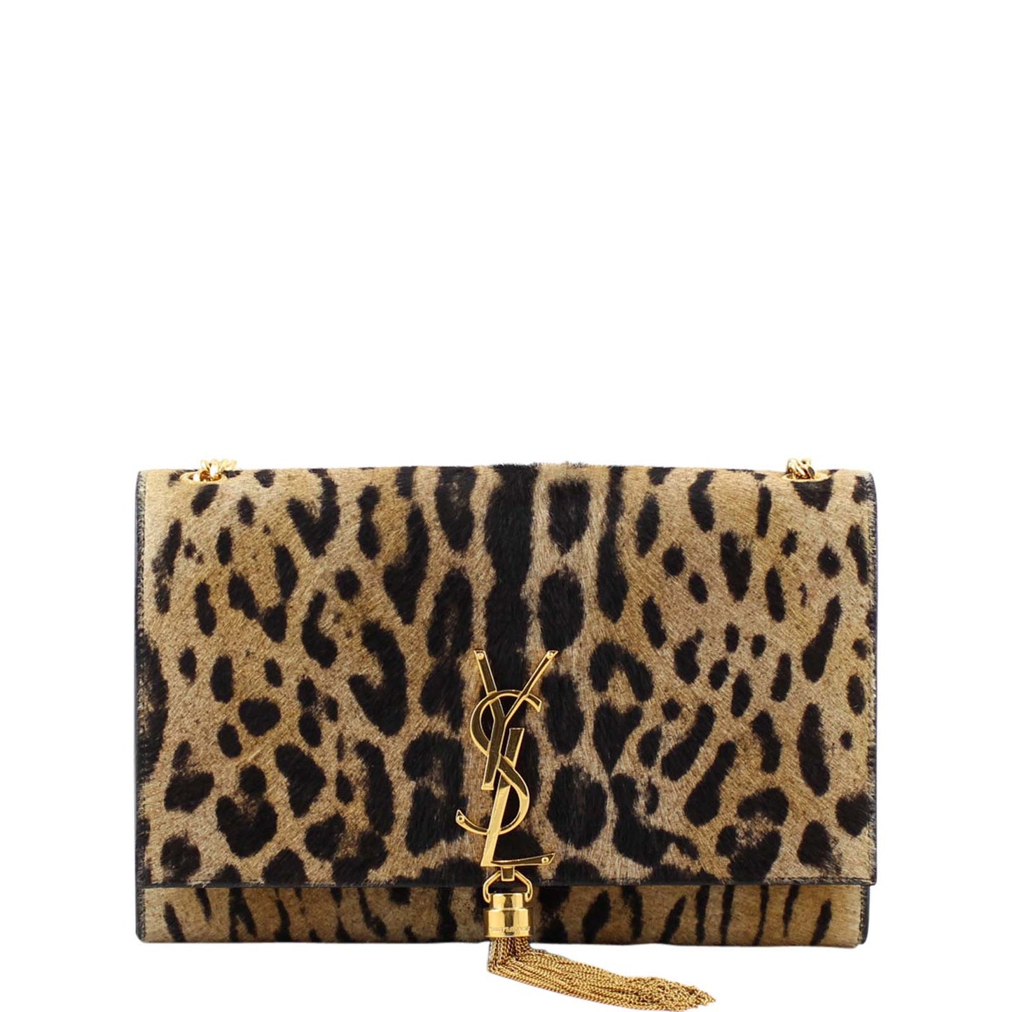 Saint Laurent Classic Medium Kate Tassel Satchel Leopard Print Calf Hair