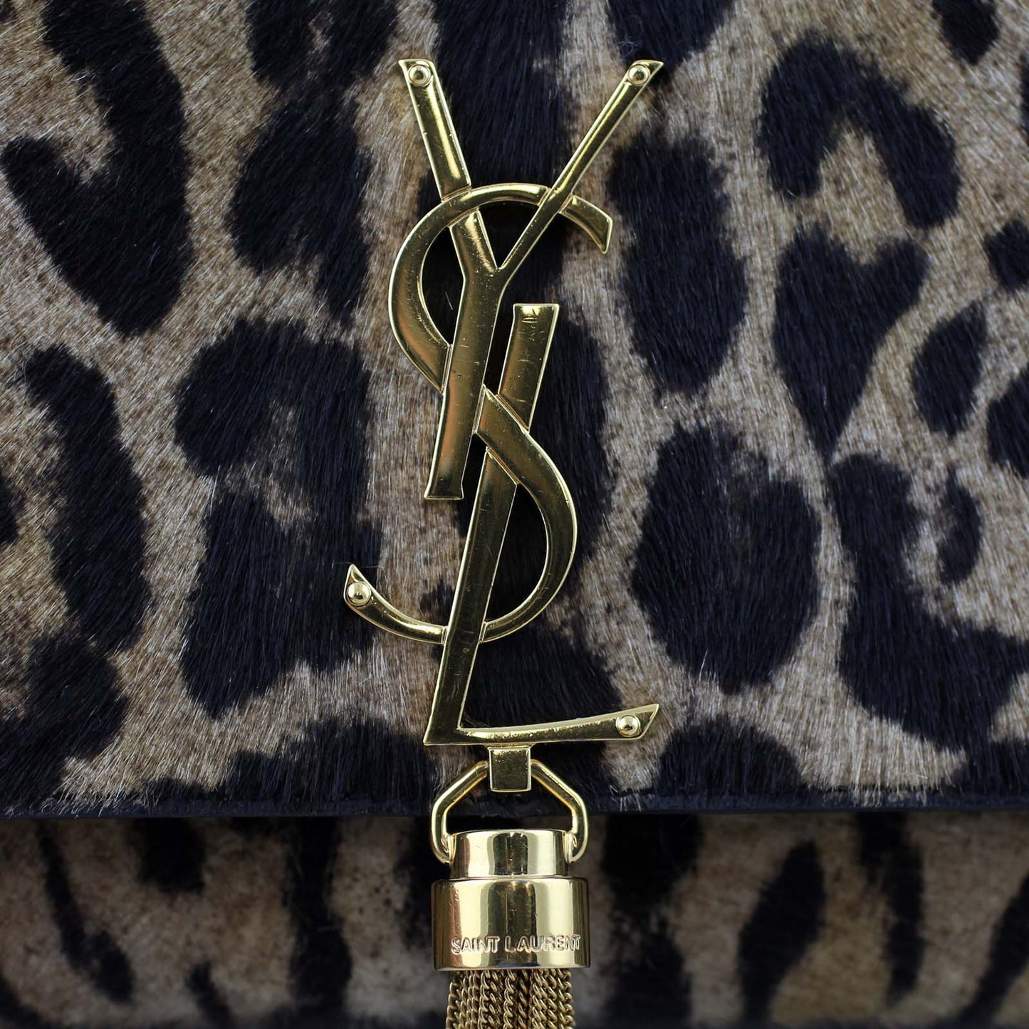 Saint Laurent Classic Medium Kate Tassel Satchel Leopard Print Calf Hair