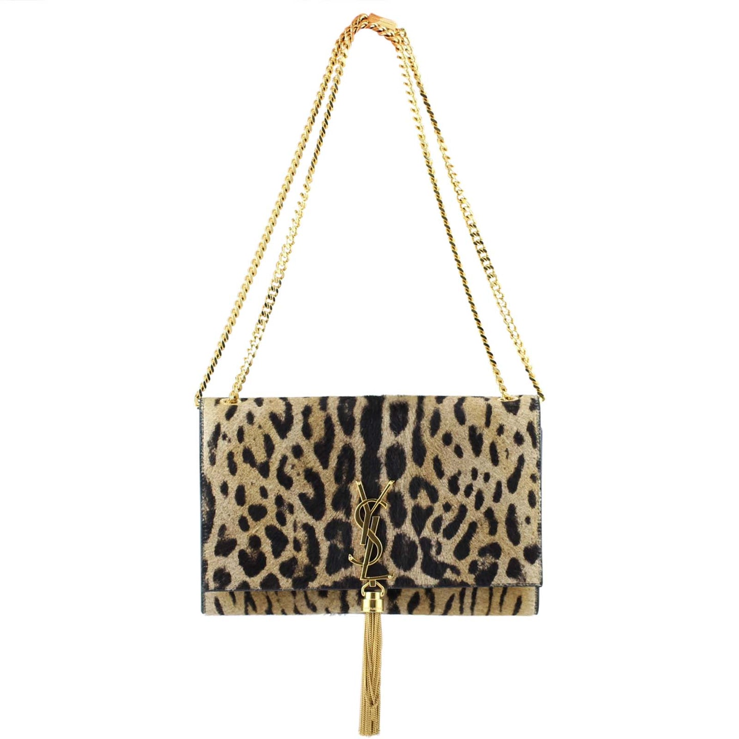 Saint Laurent Classic Medium Kate Tassel Satchel Leopard Print Calf Hair