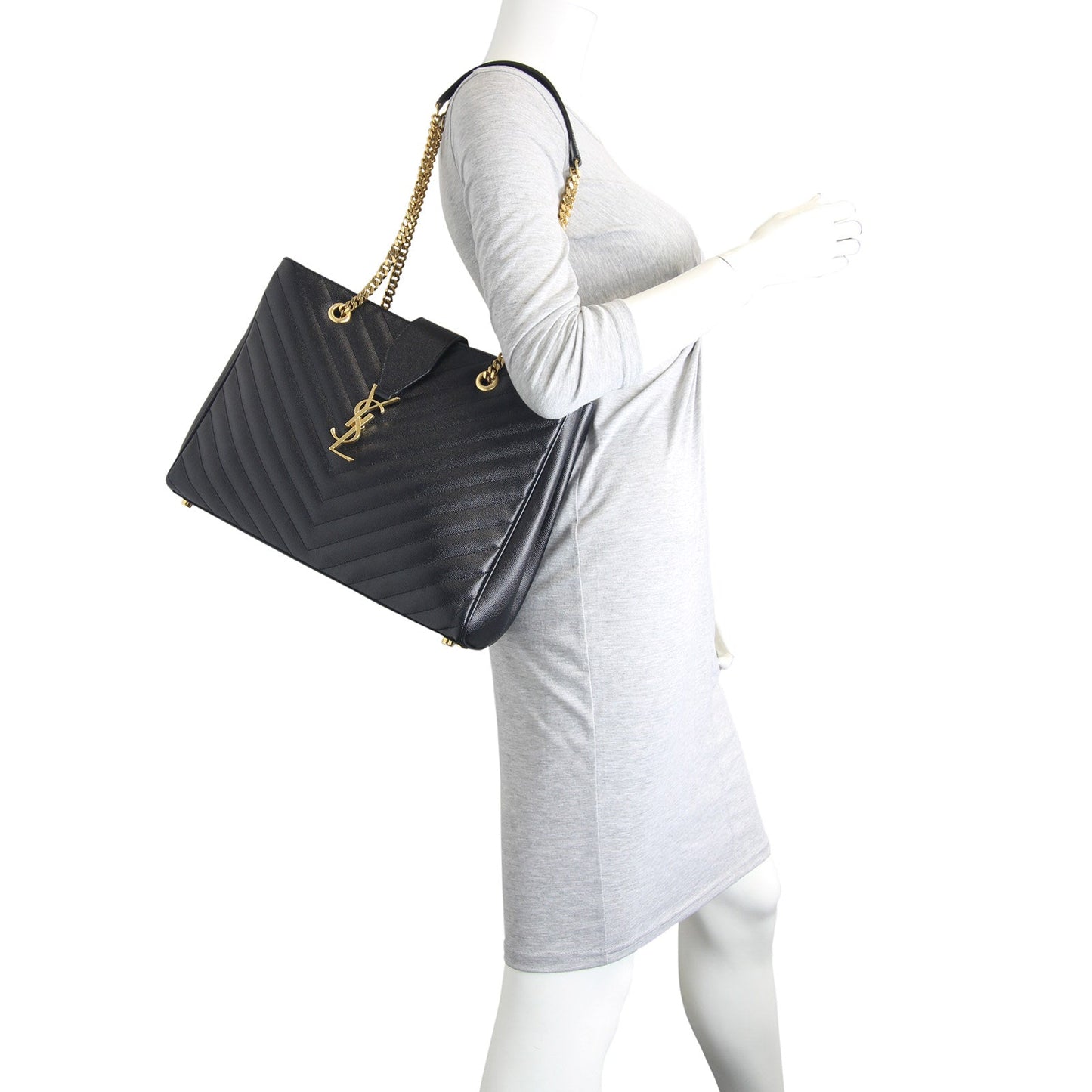 Saint Laurent Matelassé Chevron Monogram Shopping Bag