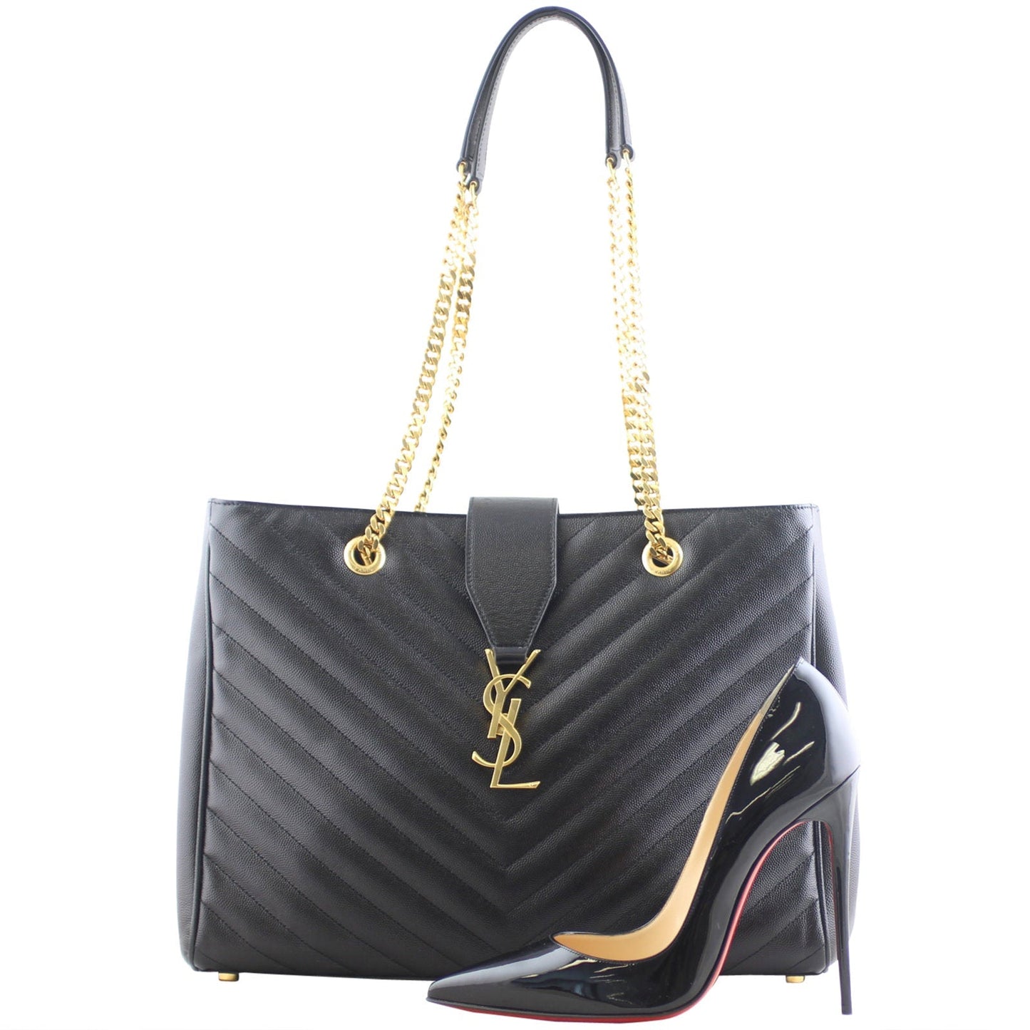 Saint Laurent Matelassé Chevron Monogram Shopping Bag