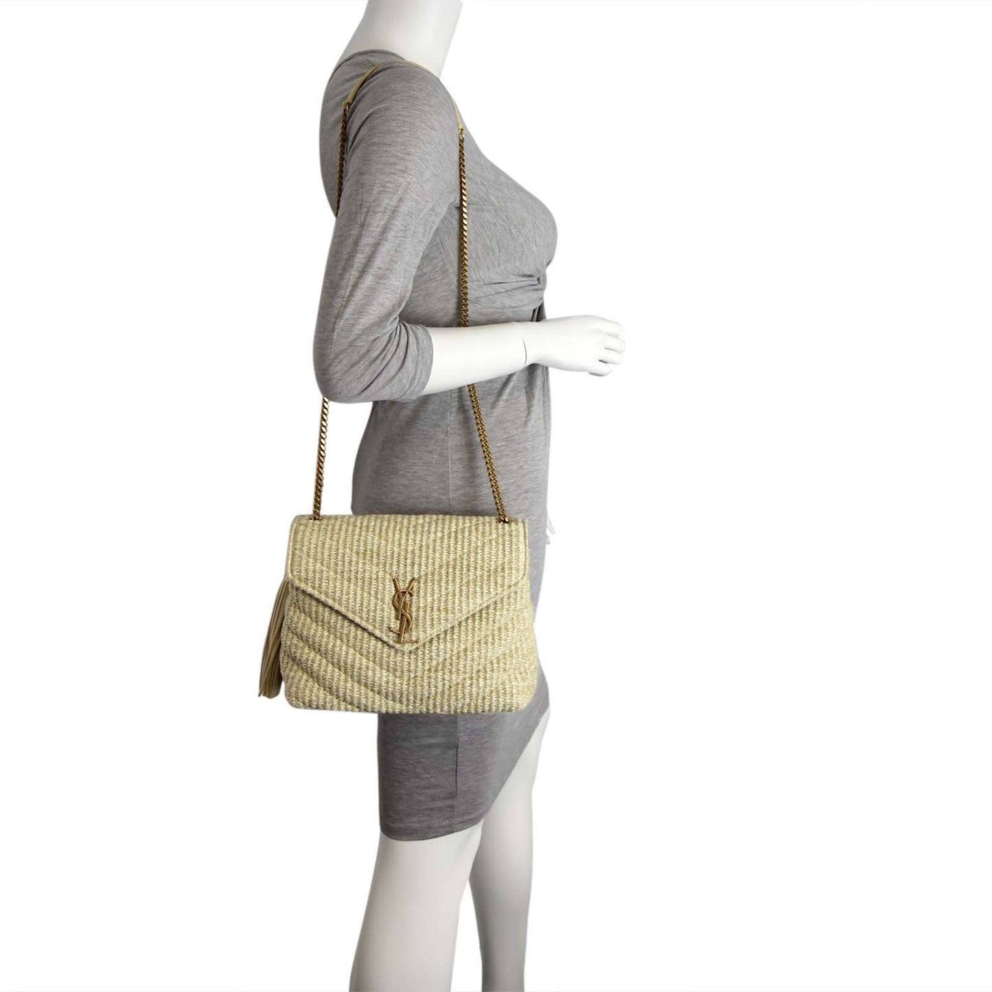 Saint Laurent Soft Raffia Shoulder Bag