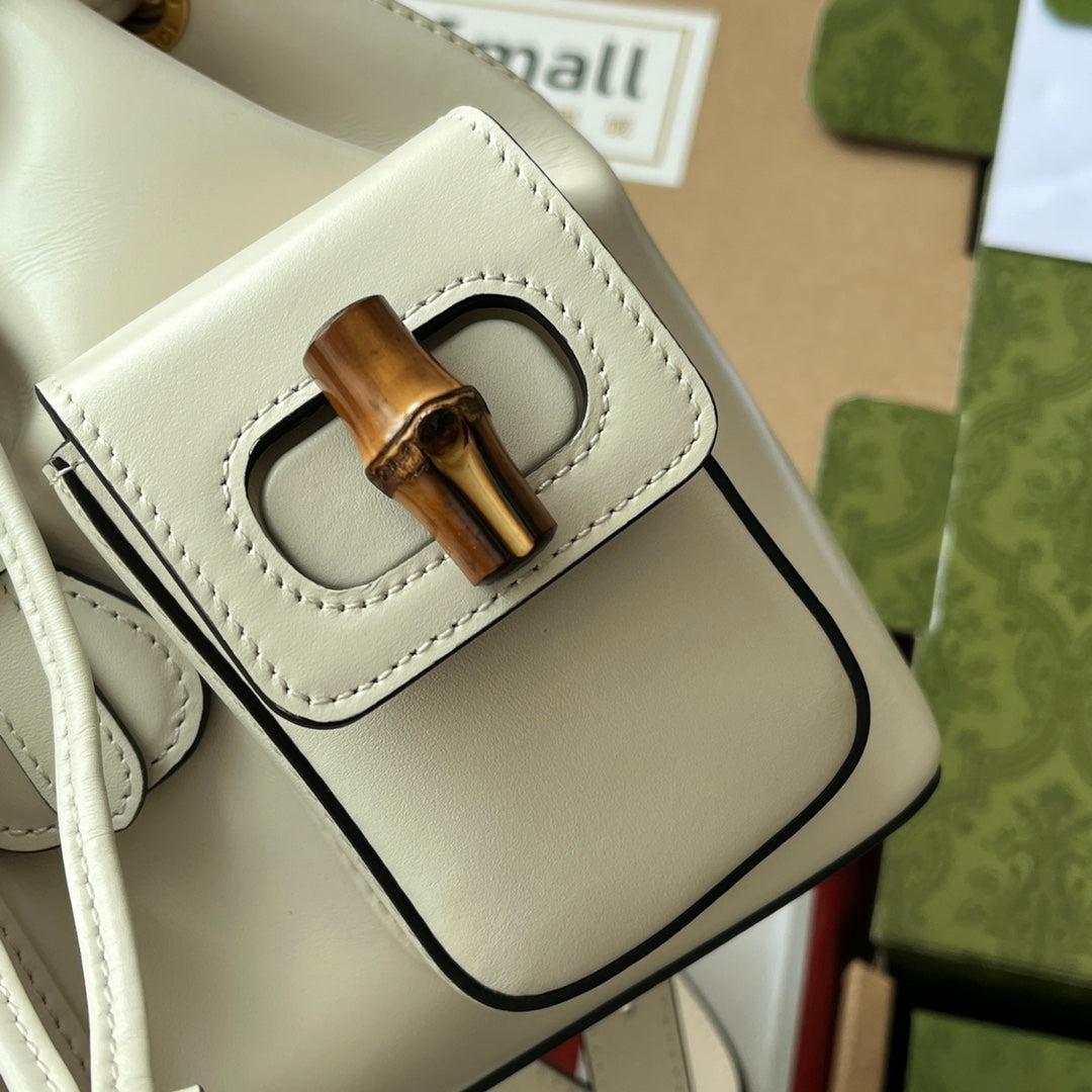 gg Bamboo Small Backpack White For Women, Women’s Bags 8in/22cm gg ‎‎702101 UZY0T 9022