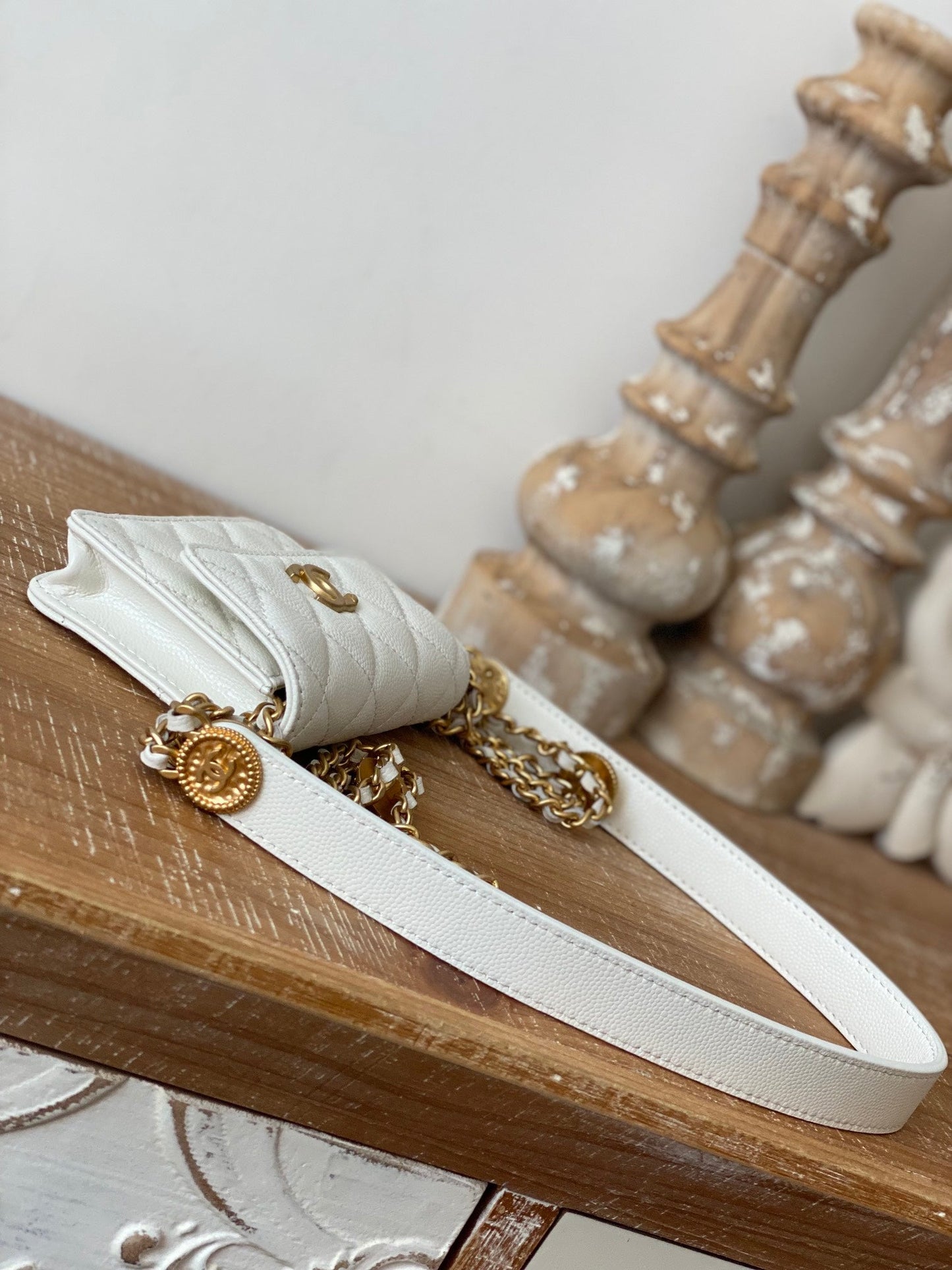 CHL Clutch With Chain White For Women Bags 4.8in/12.3cm