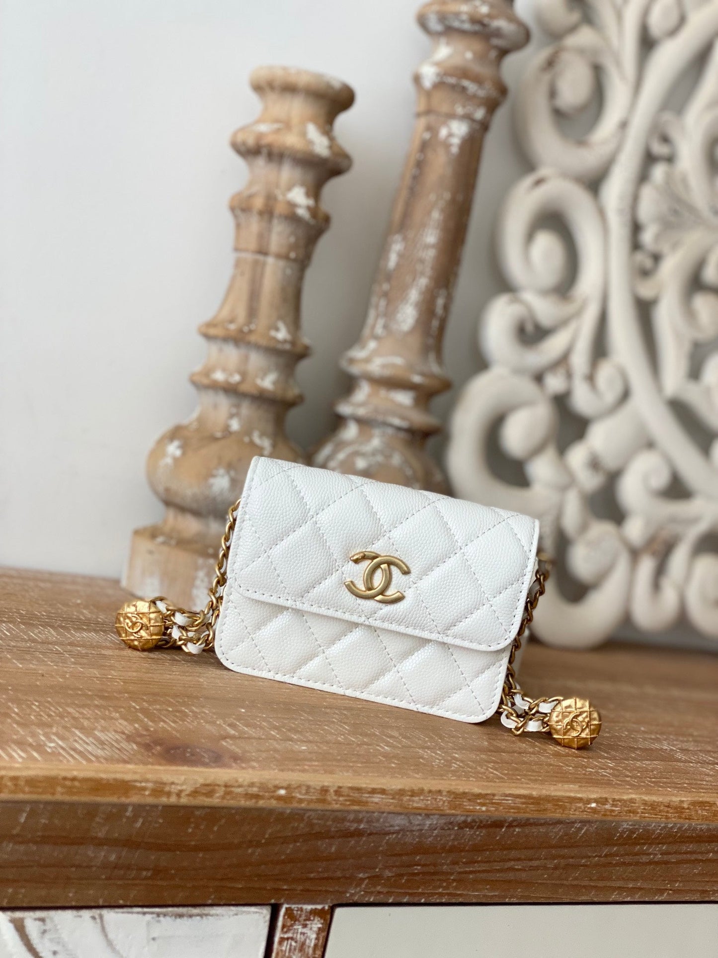 CHL Clutch With Chain White For Women Bags 4.8in/12.3cm