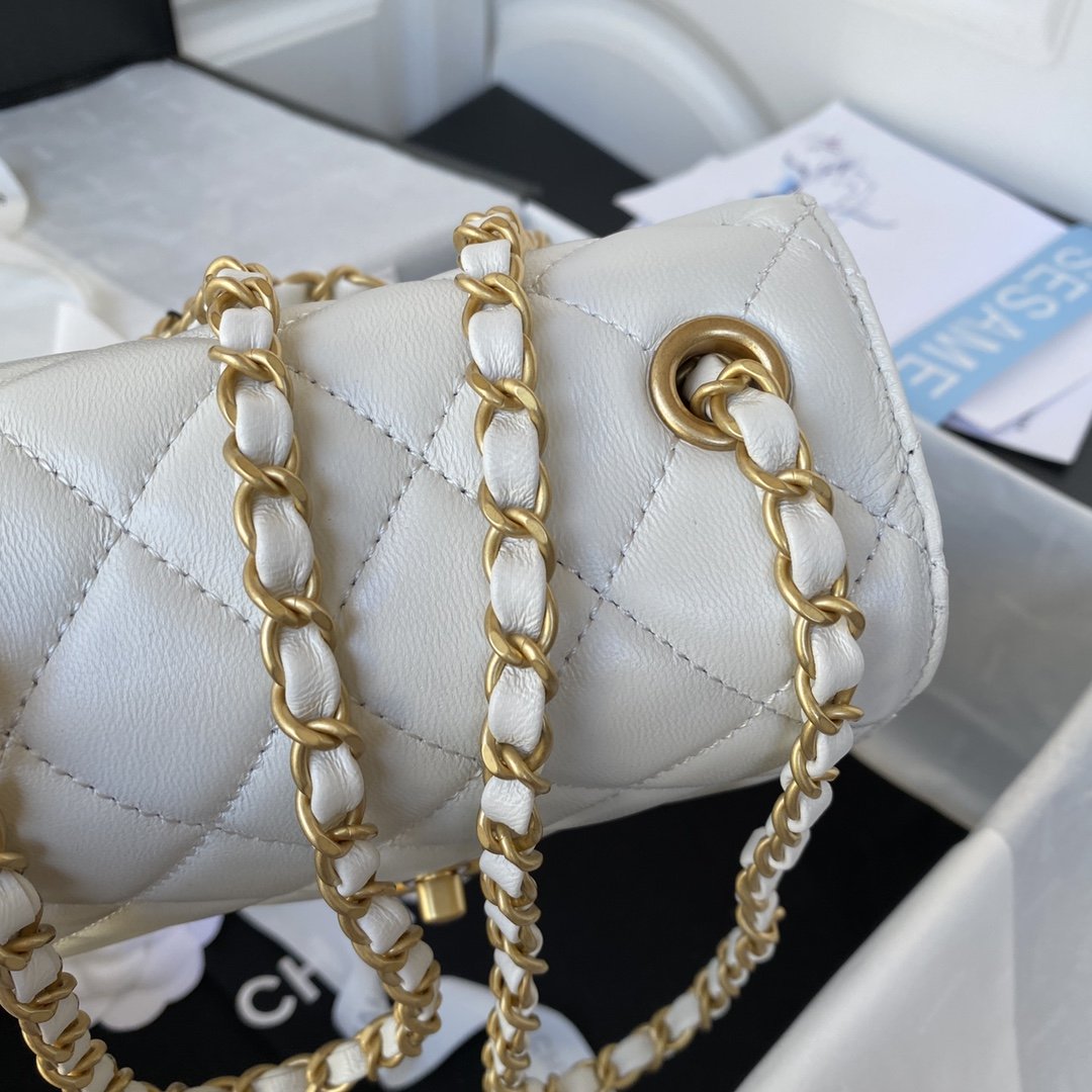 CHLMini Flap Bag White For Women, Women’s Bags 6.7in/17cm