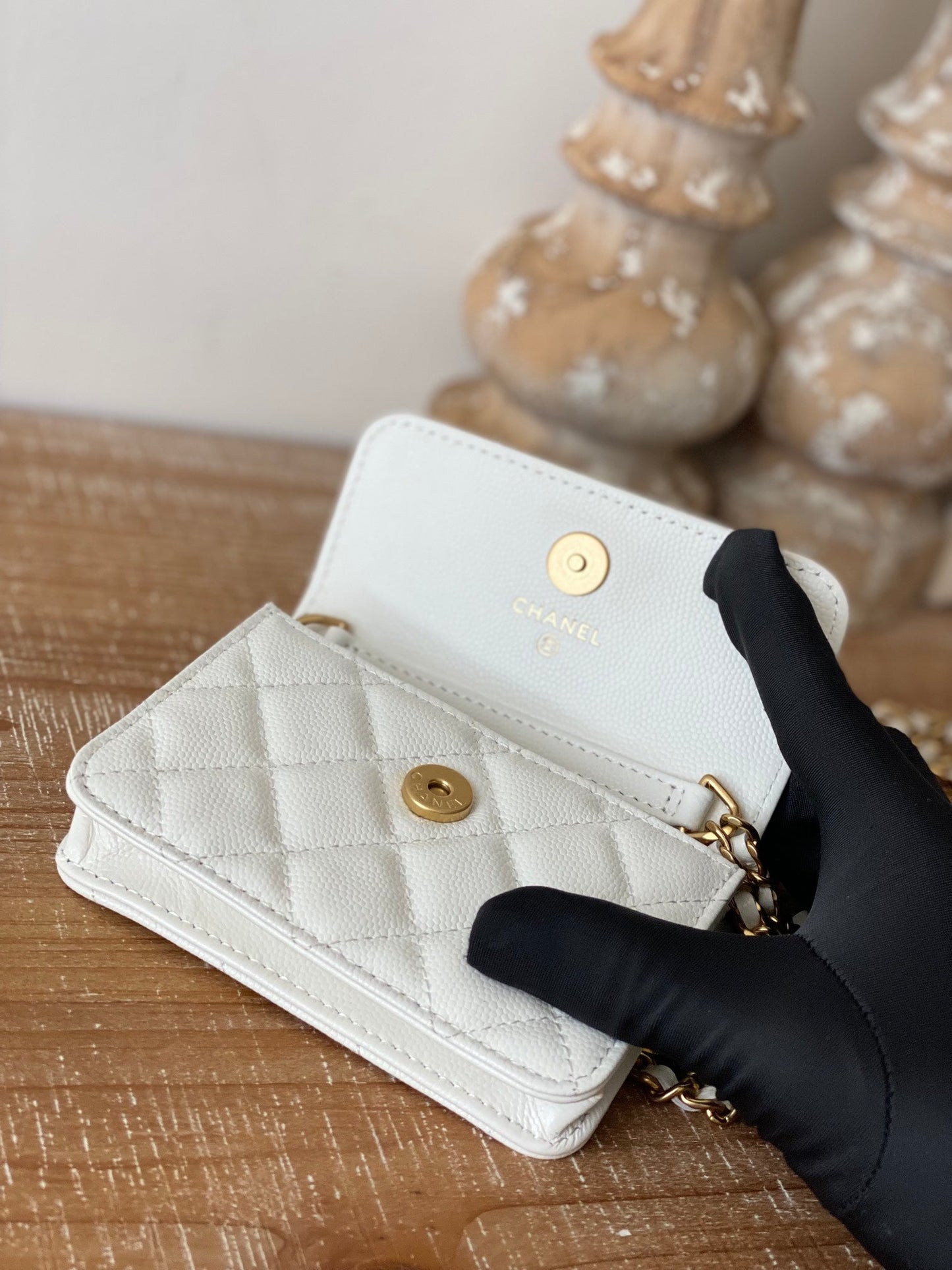 CHL Clutch With Chain White For Women Bags 4.8in/12.3cm