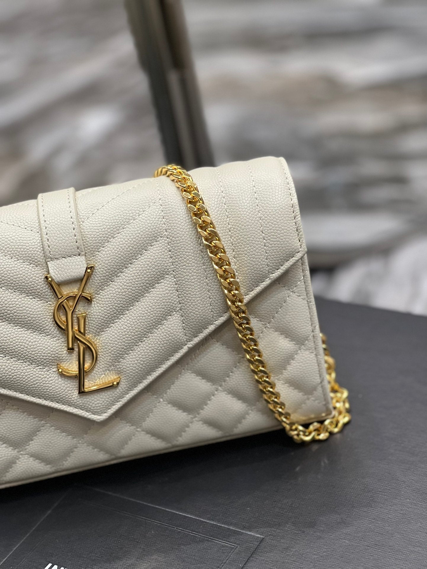 YSSL Envelope Small Chain Bag White For Women, Women’s Bags 8in/22cm YSL
