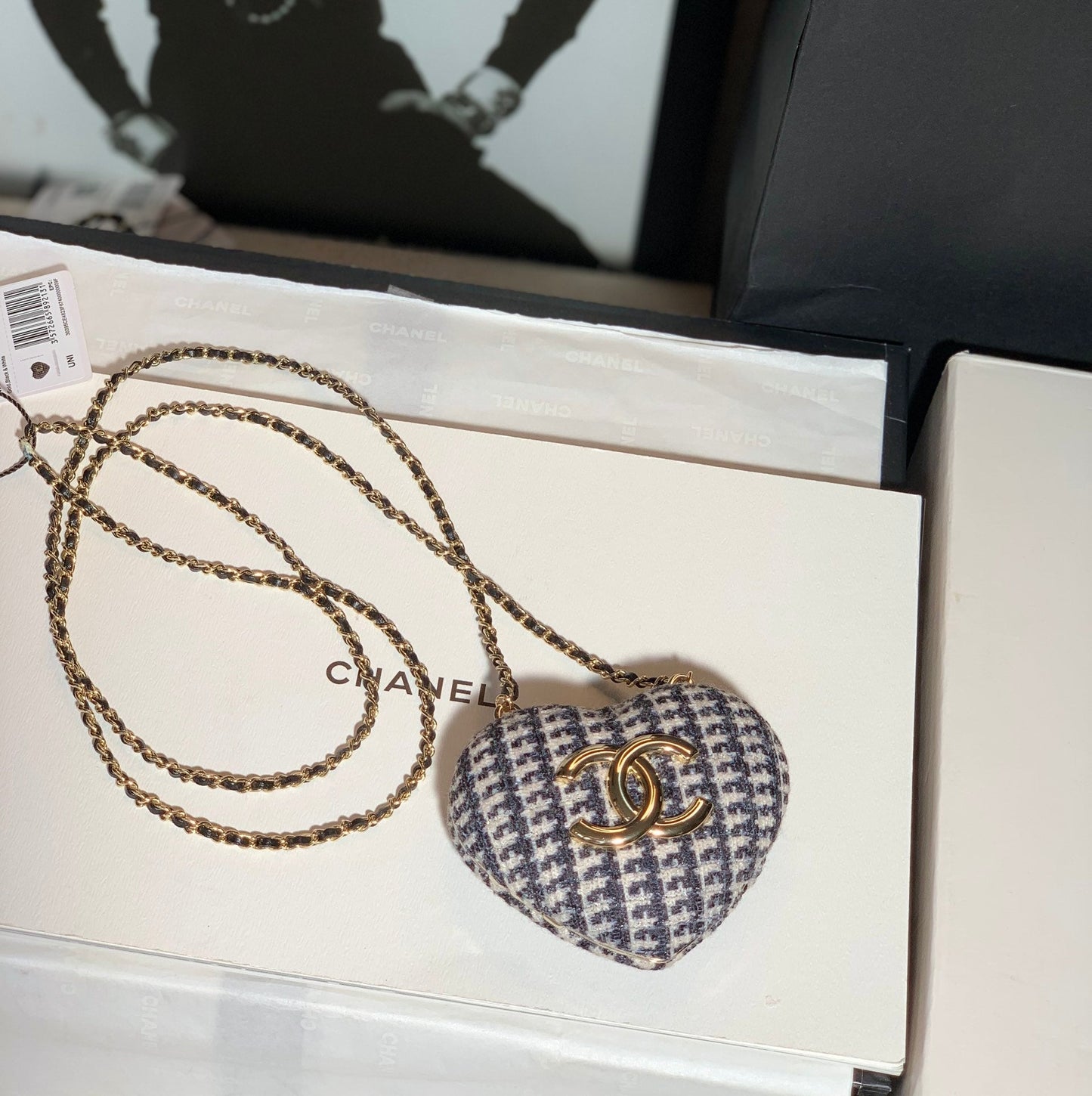 CHLLong Necklace Bag Beige And White For Women, Women’s Bags 3in/7cm AB9485 B09330 NK599