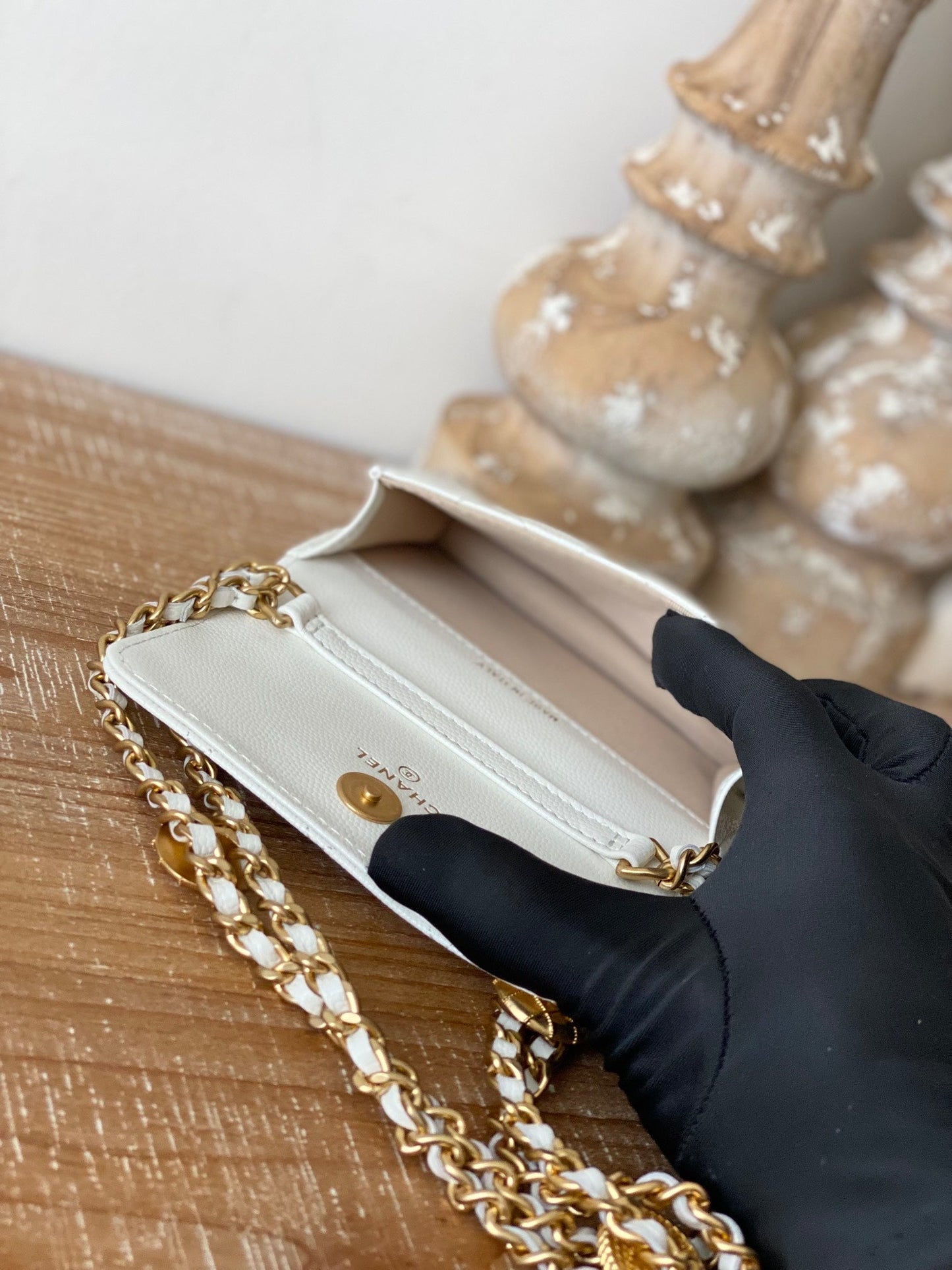CHL Clutch With Chain White For Women Bags 4.8in/12.3cm