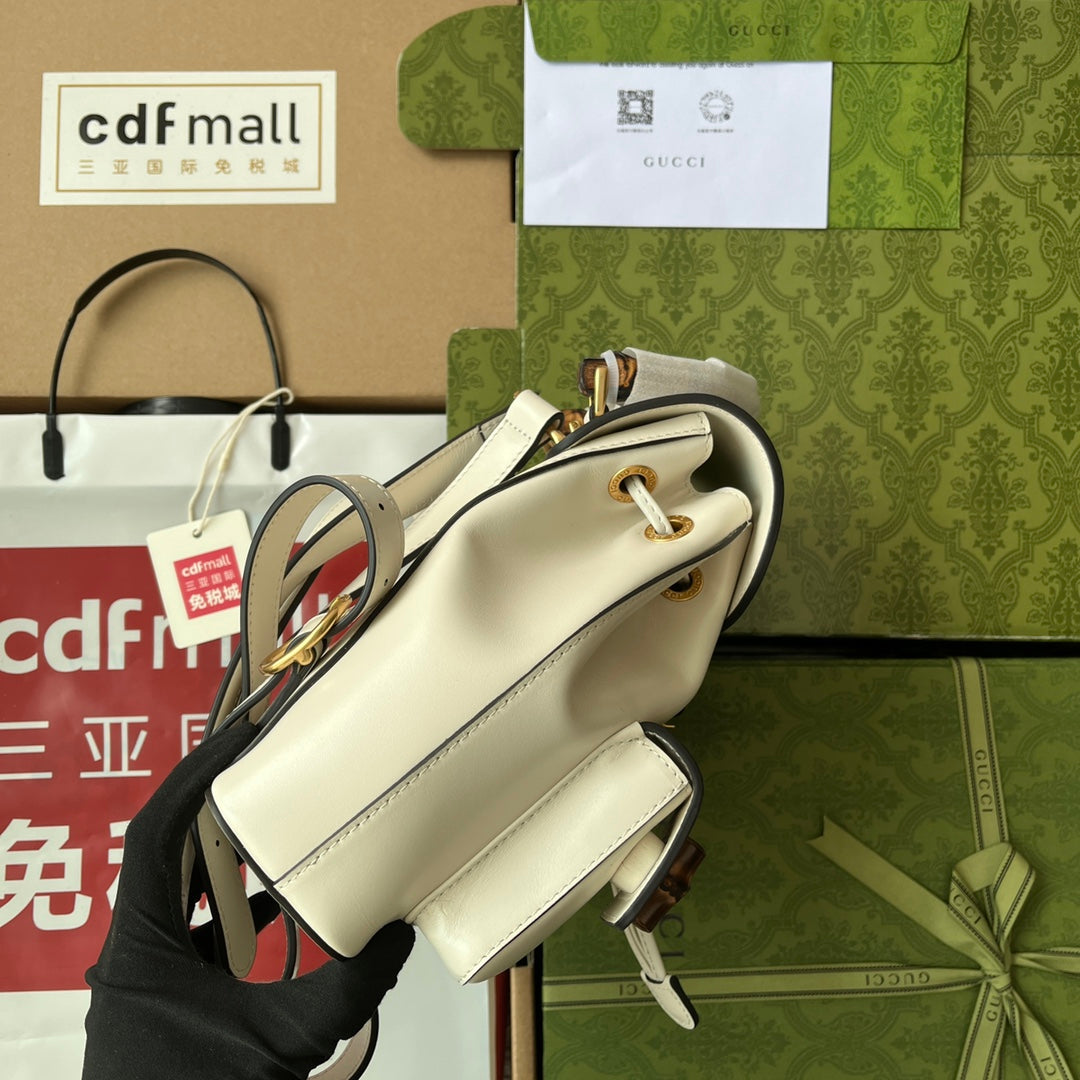 gg Bamboo Small Backpack White For Women, Women’s Bags 8in/22cm gg ‎‎702101 UZY0T 9022