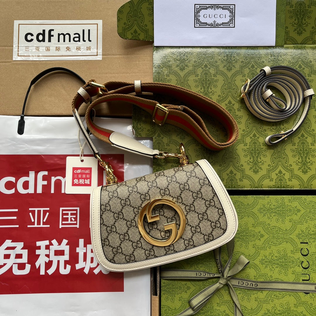 gg Blondie Mini Bag Brown And White For Women, Women’s Bags 8.7in/22cm gg
