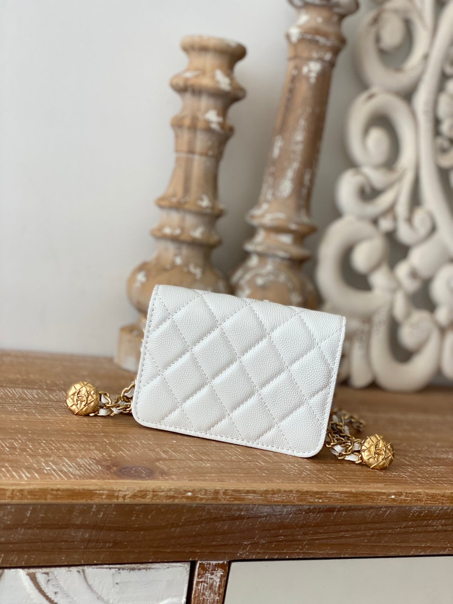 CHL Clutch With Chain White For Women Bags 4.8in/12.3cm