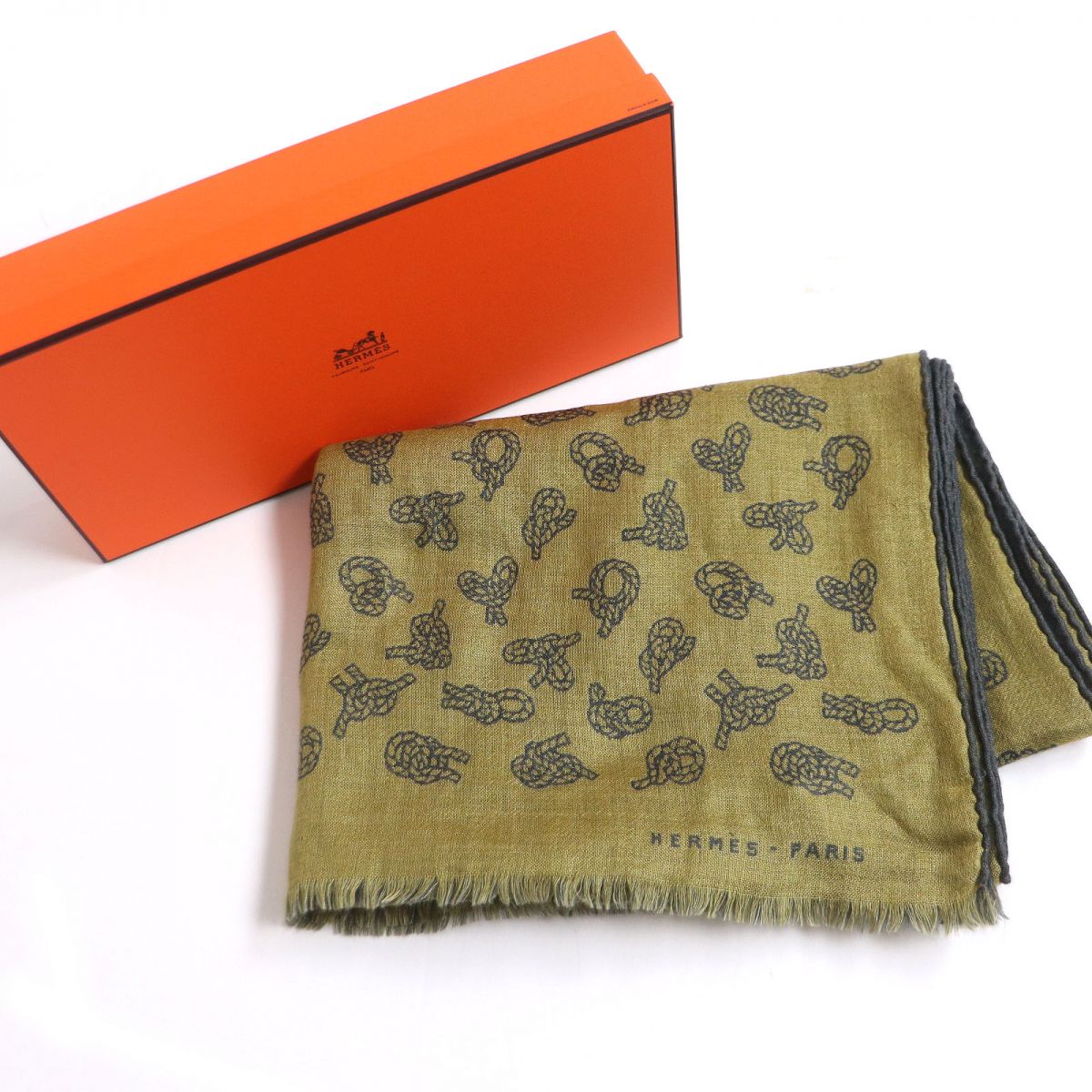HERMES Stall Main: 70% cashmere, Main: 30% silk Gray type mens  d