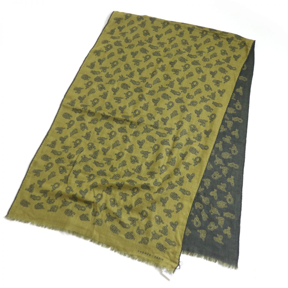 HERMES Stall Main: 70% cashmere, Main: 30% silk Gray type mens  d