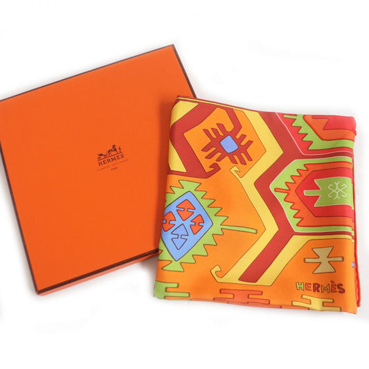 HERMES scarf silk Orange Carre90