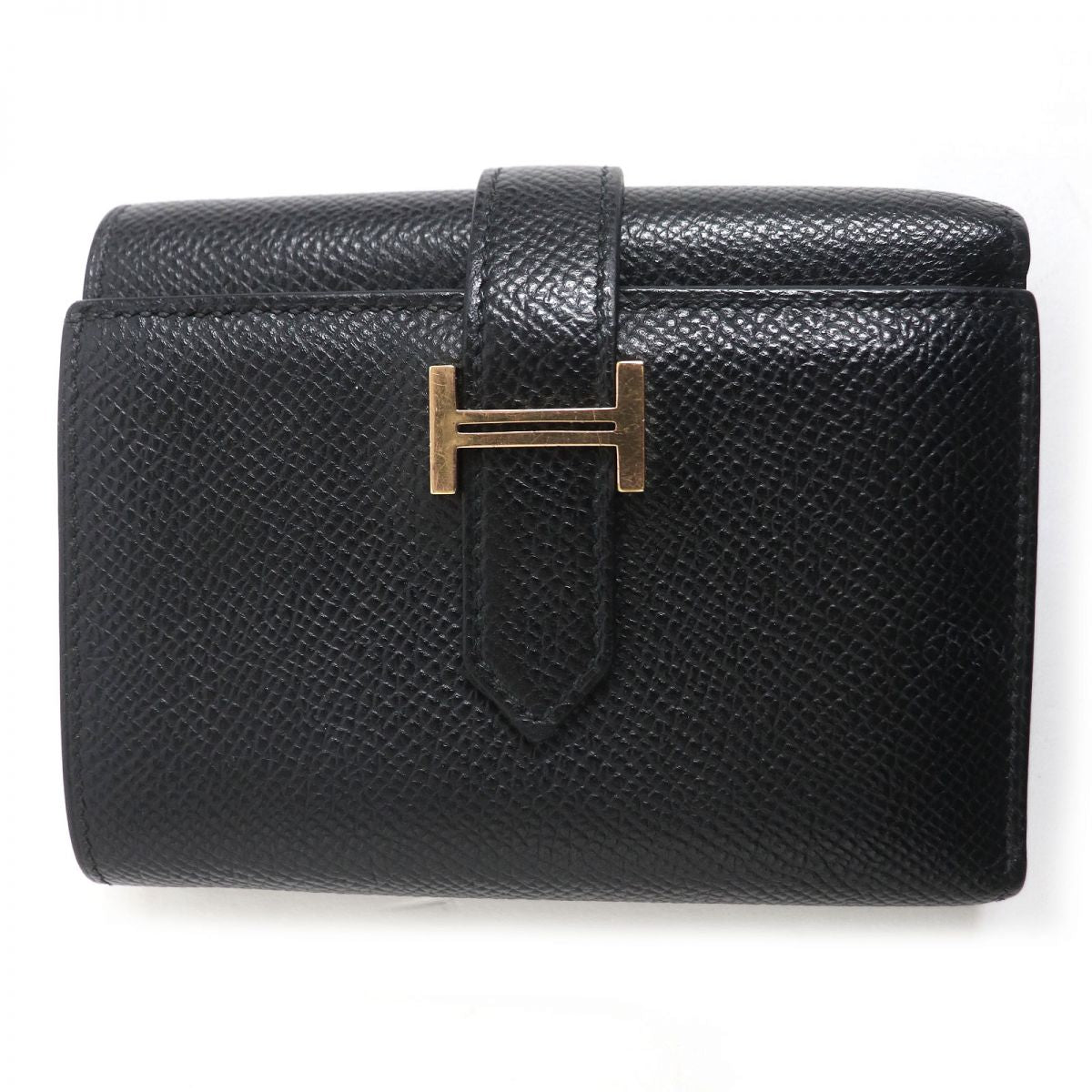 HERMES Tri-fold wallet Main?FEpsom black mens  d