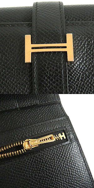 HERMES Tri-fold wallet Main?FEpsom black mens  d