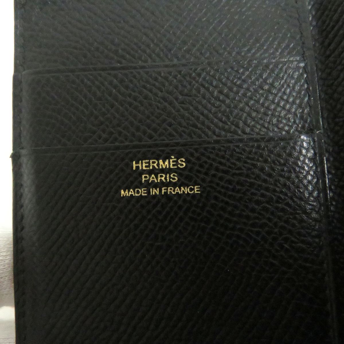 HERMES Tri-fold wallet Main?FEpsom black mens  d