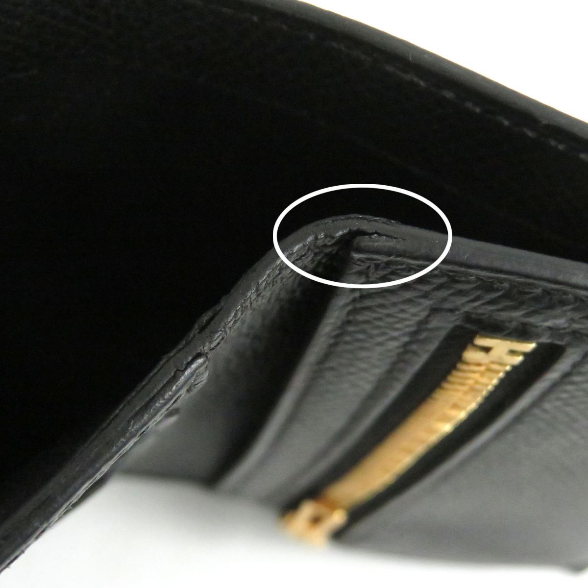 HERMES Tri-fold wallet Main?FEpsom black mens  d